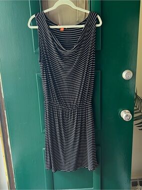 Joe Fresh Black and White Striped Sleeveless Midi Dress